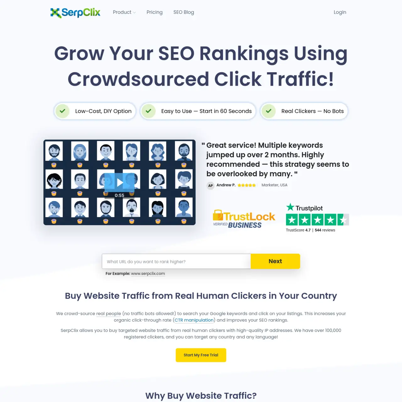 SerpClix là giải pháp cải thiện thứ hạng tự nhiên trên Google của bạn bằng cách phân phối CTR từ khá