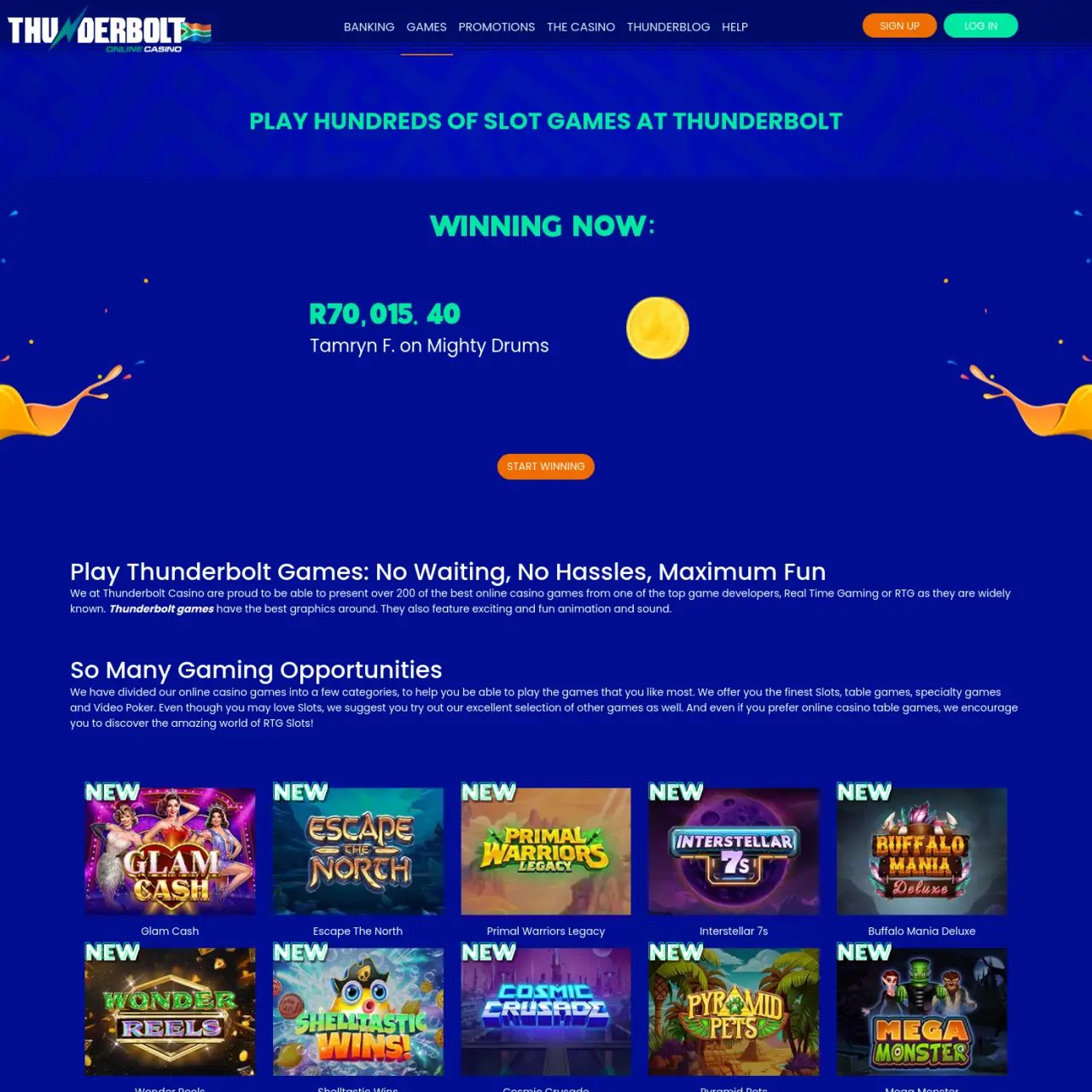 Thunderbolt Casino ist ein führendes Online-Casino mit über 300 Spielen und schnellen Auszahlungen.